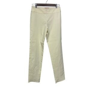 Krazy Larry Ivory Pull On Ankle Pants Womens 4 Straight Leg Stretch Made in USA